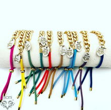 Carica l'immagine nel visualizzatore di Gallery, Bracciale Tessuto e Catena in Alluminio Oro