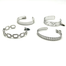 Carica l'immagine nel visualizzatore di Gallery, Bracciale Rigido "Catena" in Acciaio Argento