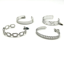 Carica l'immagine nel visualizzatore di Gallery, Bracciale Rigido "Catena" in Acciaio Argento
