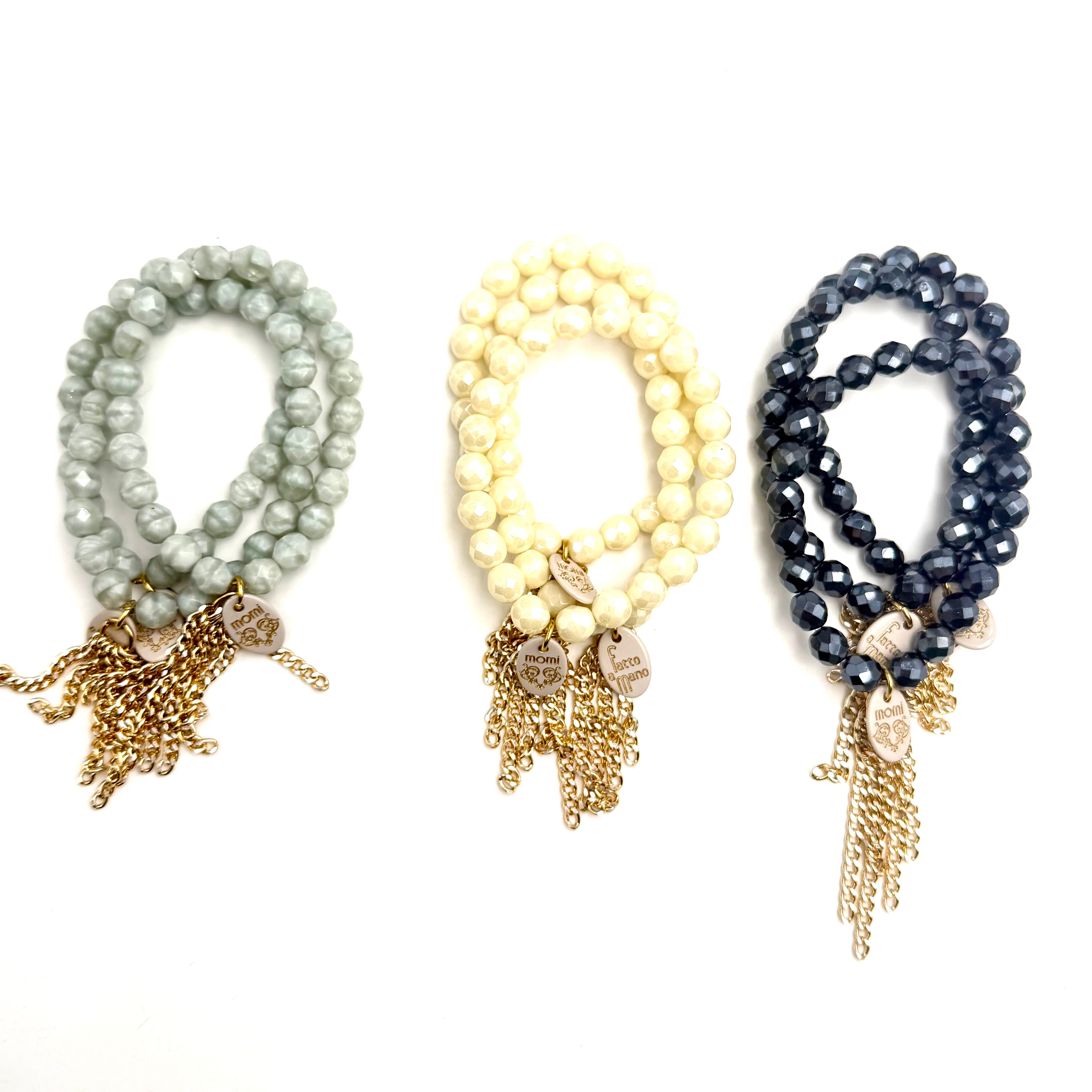 Bracciali cristallo colorati con ciuffi