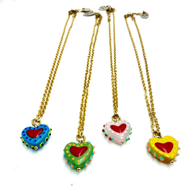 Collana con cuore messicano in vetro