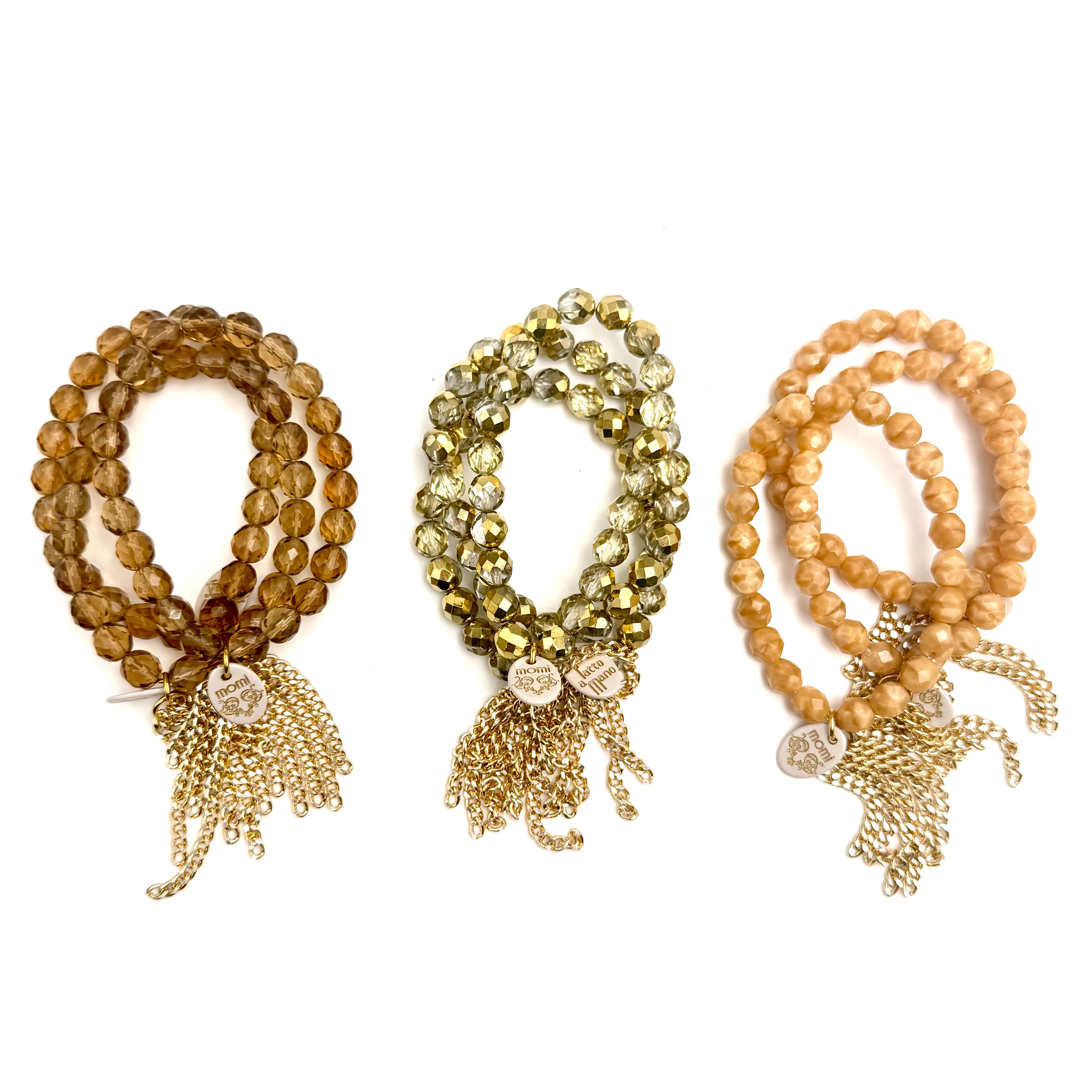 Bracciali cristallo colorati con ciuffi