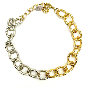 Collana bicolore diamantata