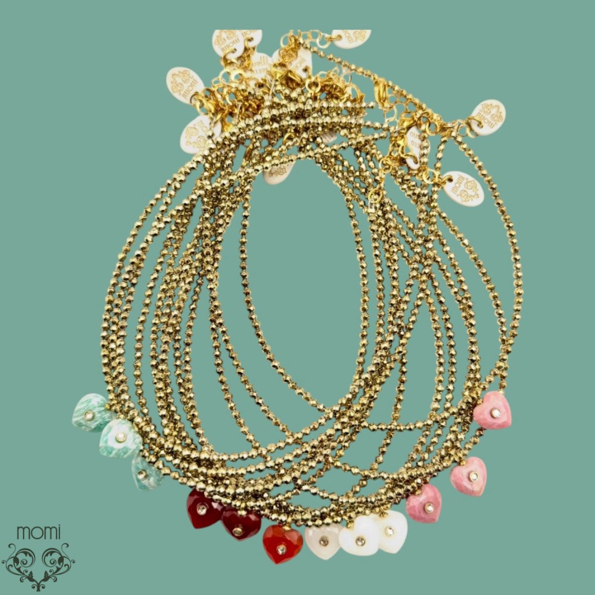 Collana pirite con cuori