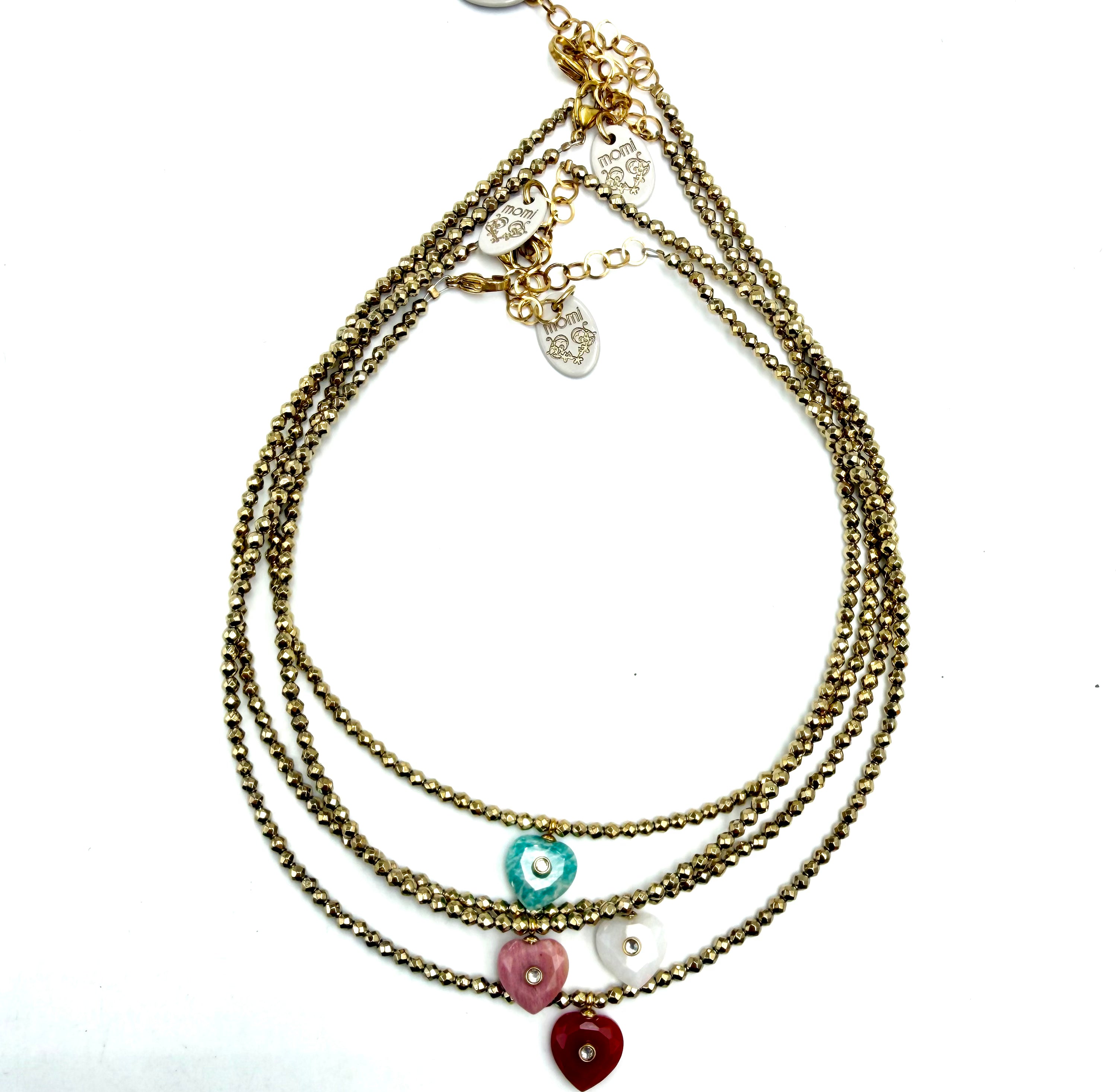 Collana pirite con cuori