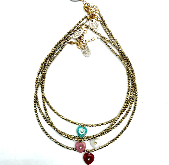 Collana pirite con cuori