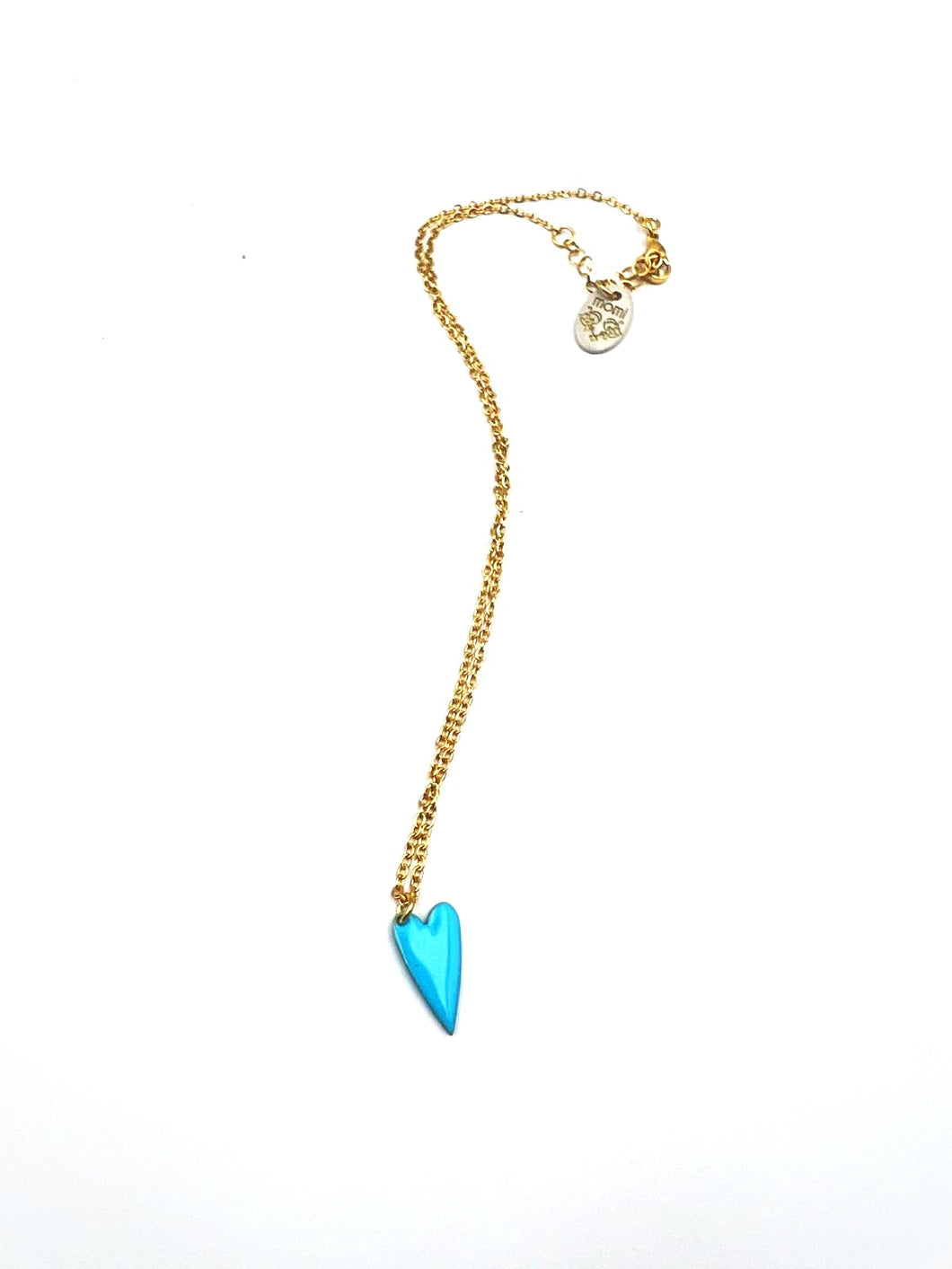 Collana Ginevra corta in acciaio dorato con Cuore Smaltato