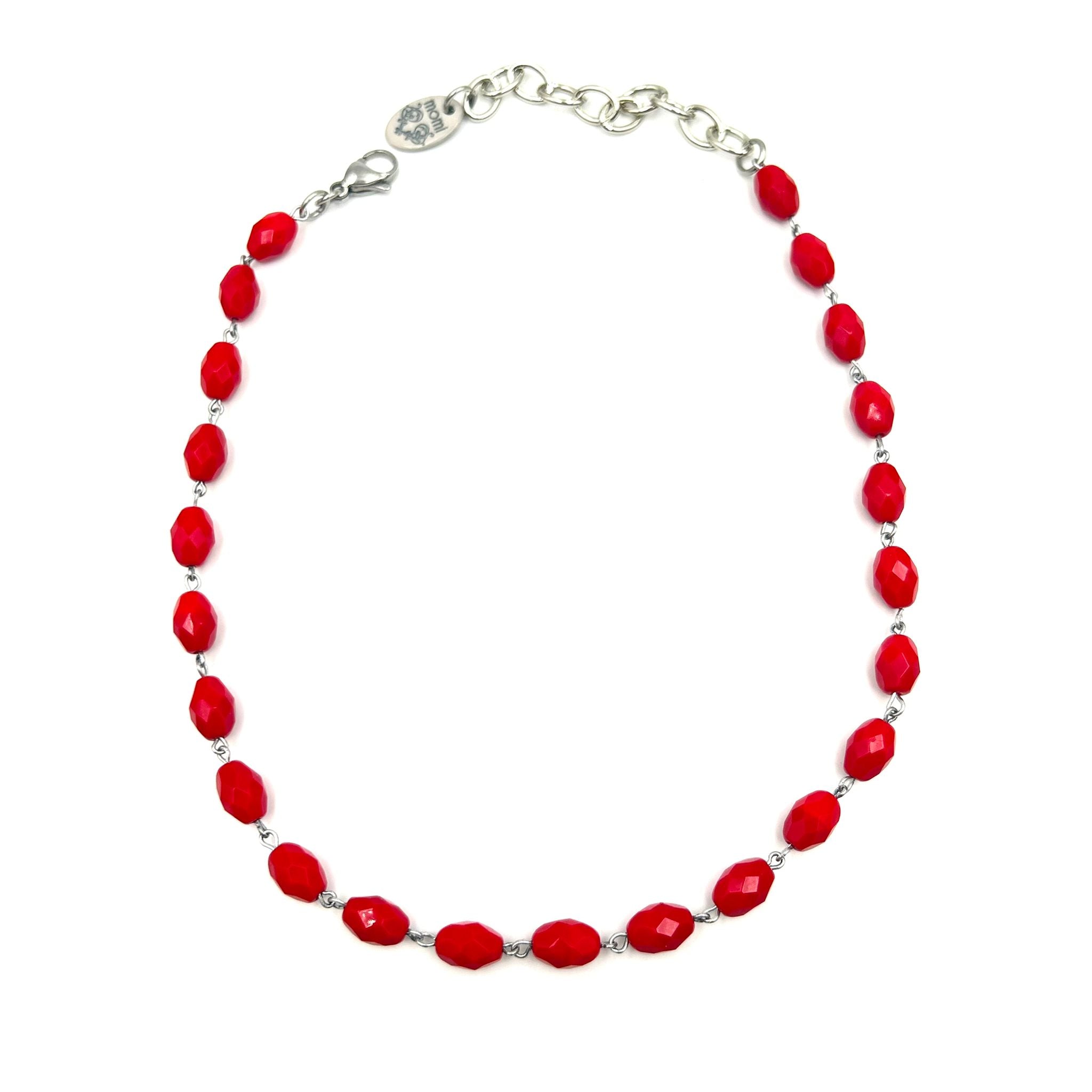 Collana con cristalli oliva incatenati