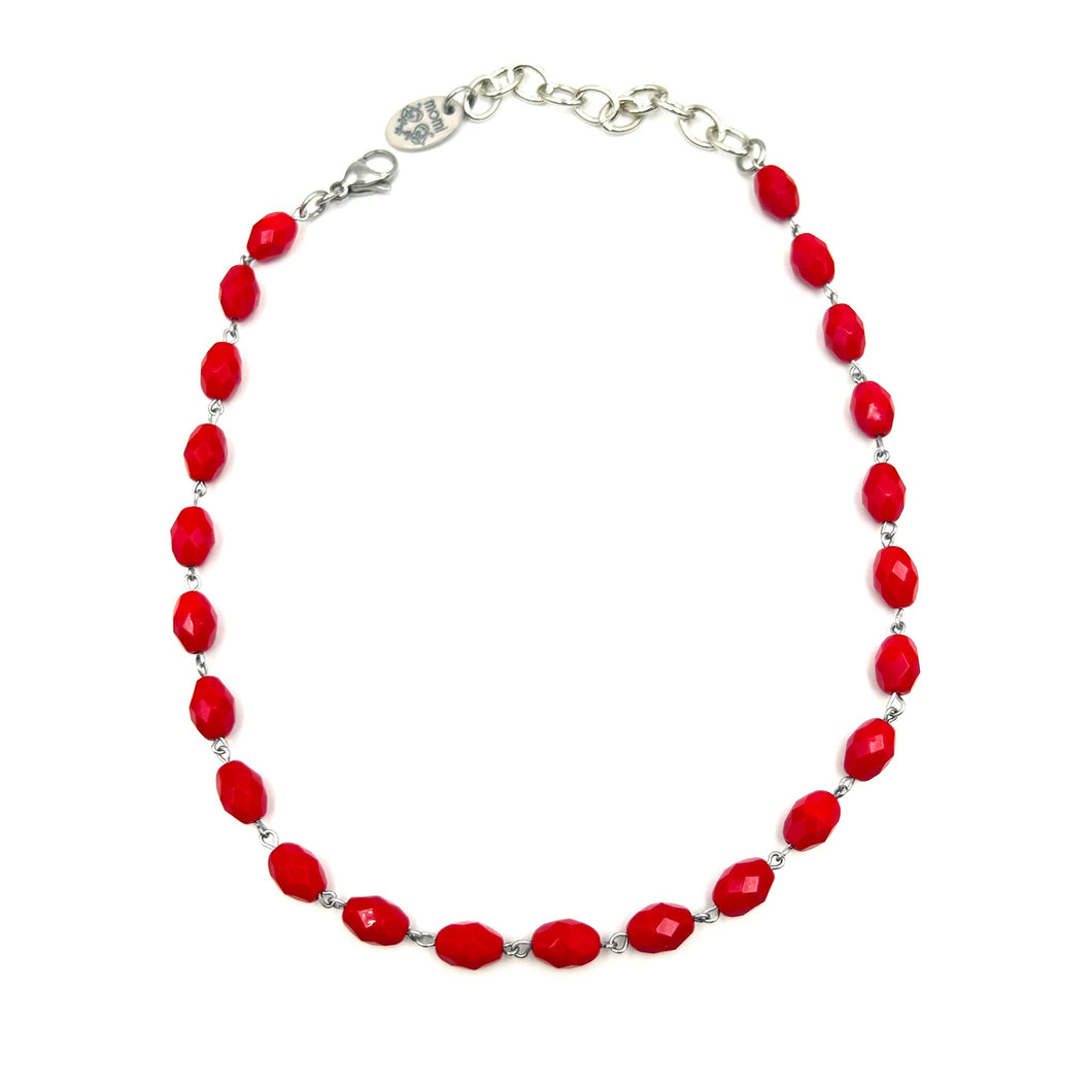 Collana con cristalli oliva incatenati