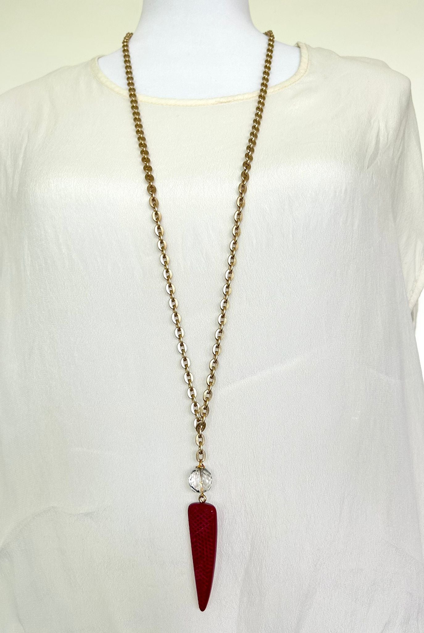Collana con Cristallo trasparente e Ciondolo in  Resina