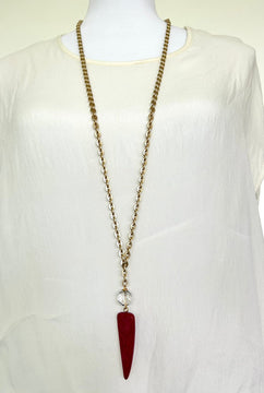 Collana con Cristallo trasparente e Ciondolo in  Resina
