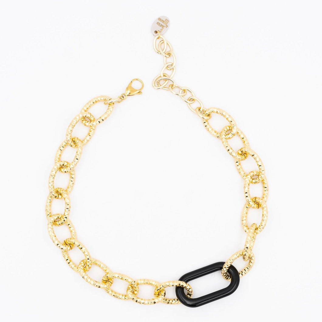 Collana Diamantata con Anello Nero